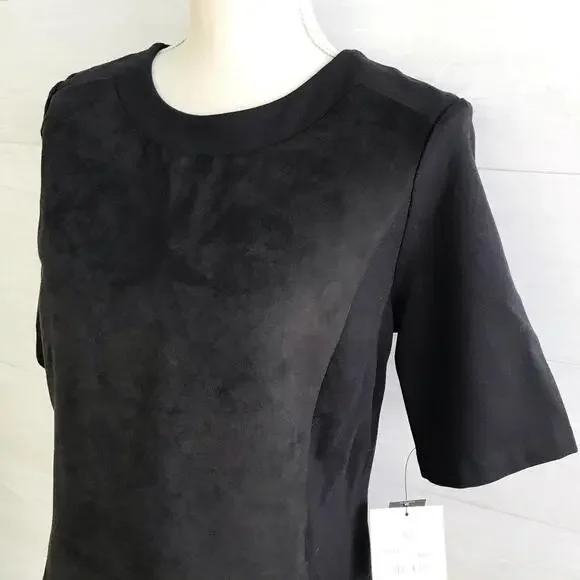 NWT Liz Claiborne Career - Black square cut top faux suede front, M - Picture 2 of 6
